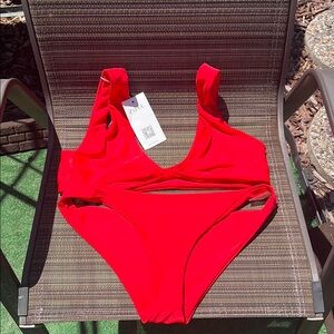 Zaful Vibrant Red Swimwear Set